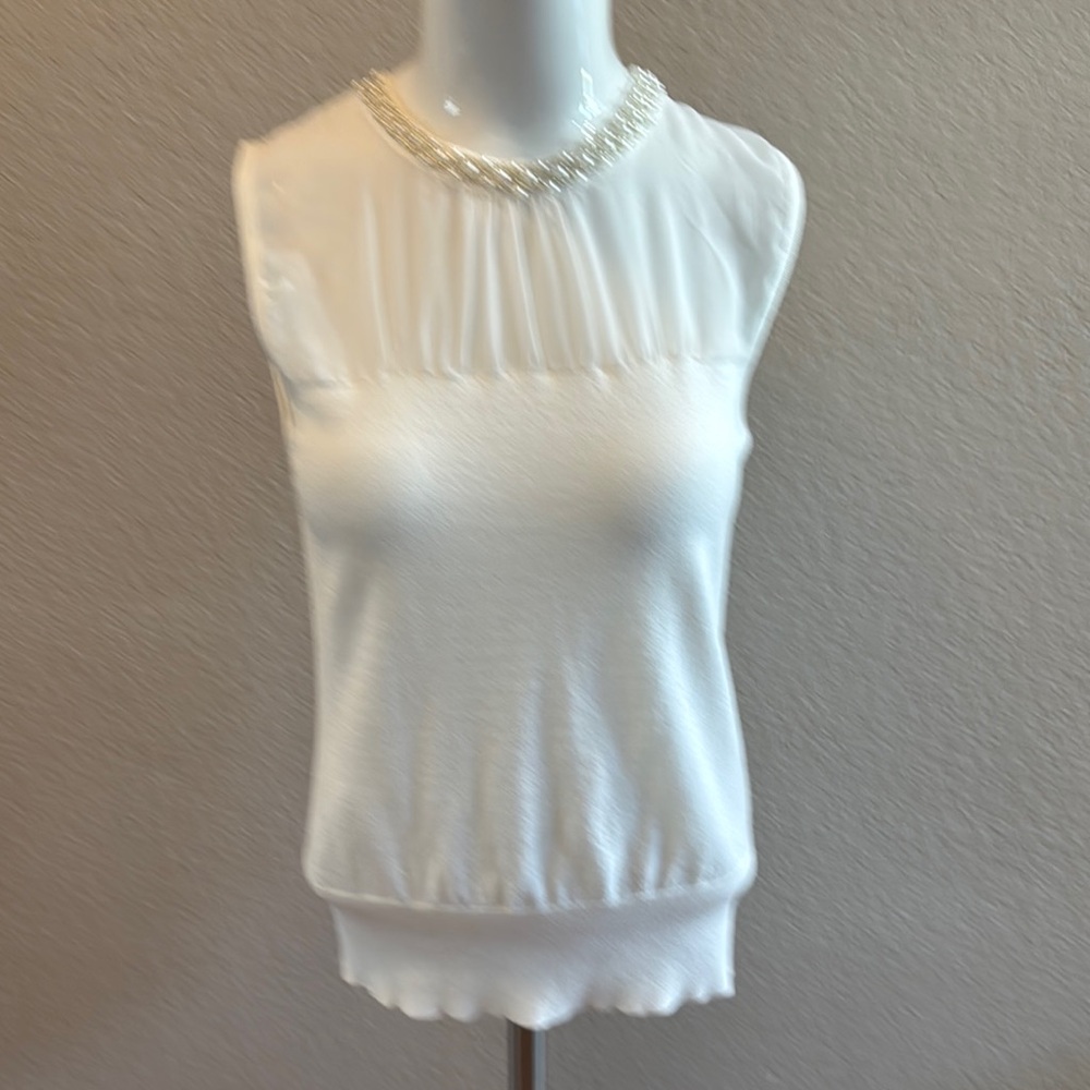 Elegant White Sleeveless Top size small